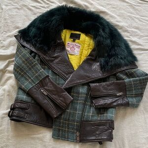 Banana Republic x Harris Tweed Moto Jacket with Fur Collar